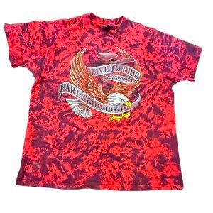 Shirt Harley-Davidson Red Tie-Dye T-Shirt Tulsa, Oklahoma Large